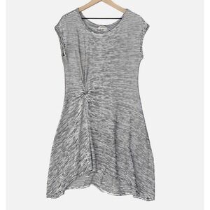 Max Studio Dress Womens‎ XL White Stripe Textured Knit Twist Asymmetrical NWT